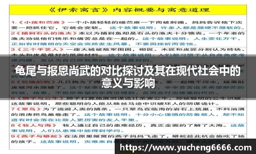 龟尾与报恩尚武的对比探讨及其在现代社会中的意义与影响